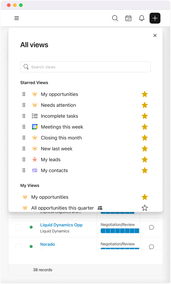 Pipeline views in the Chrome extension