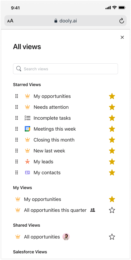 Pipeline views on mobile