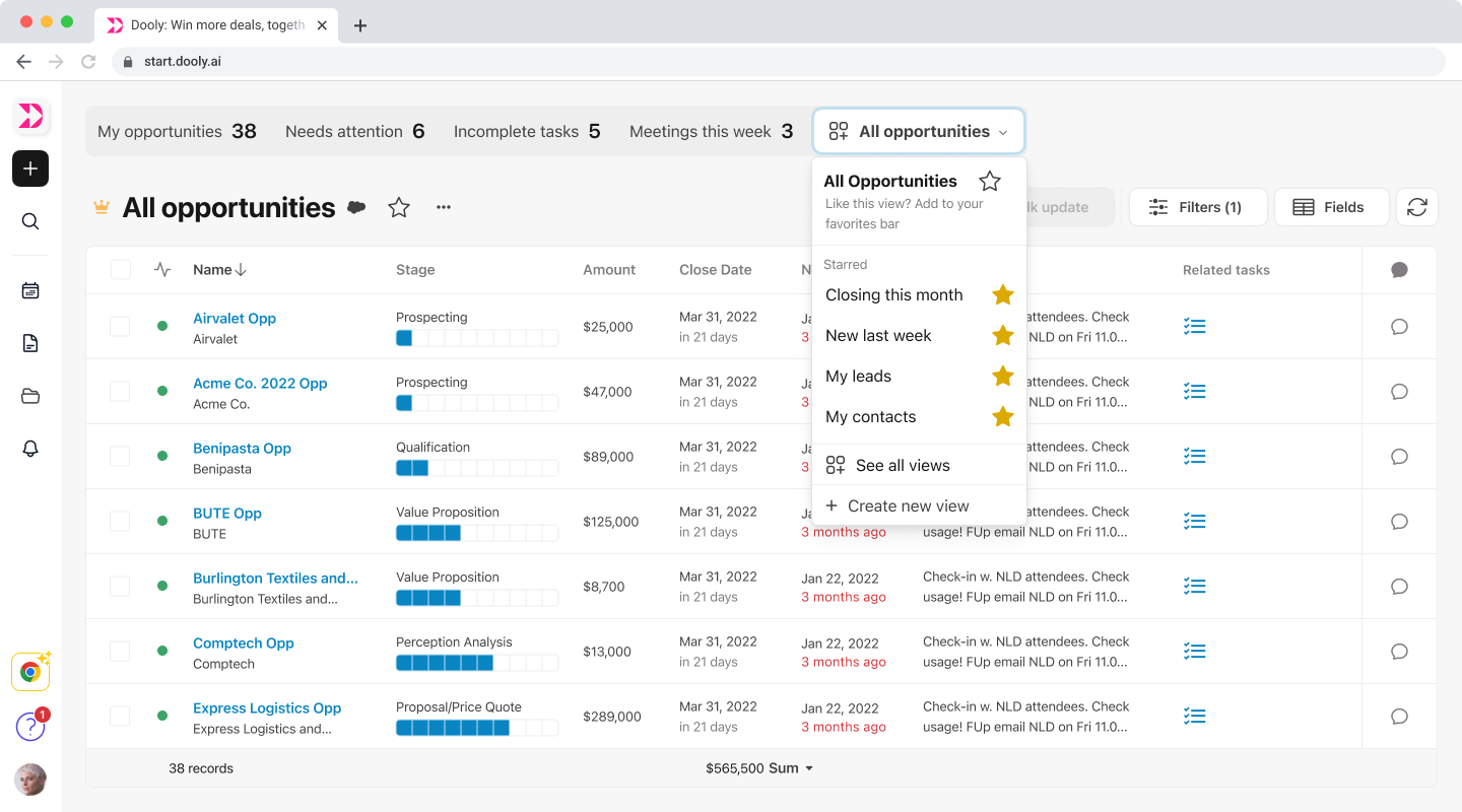 Pipeline views in the full web app